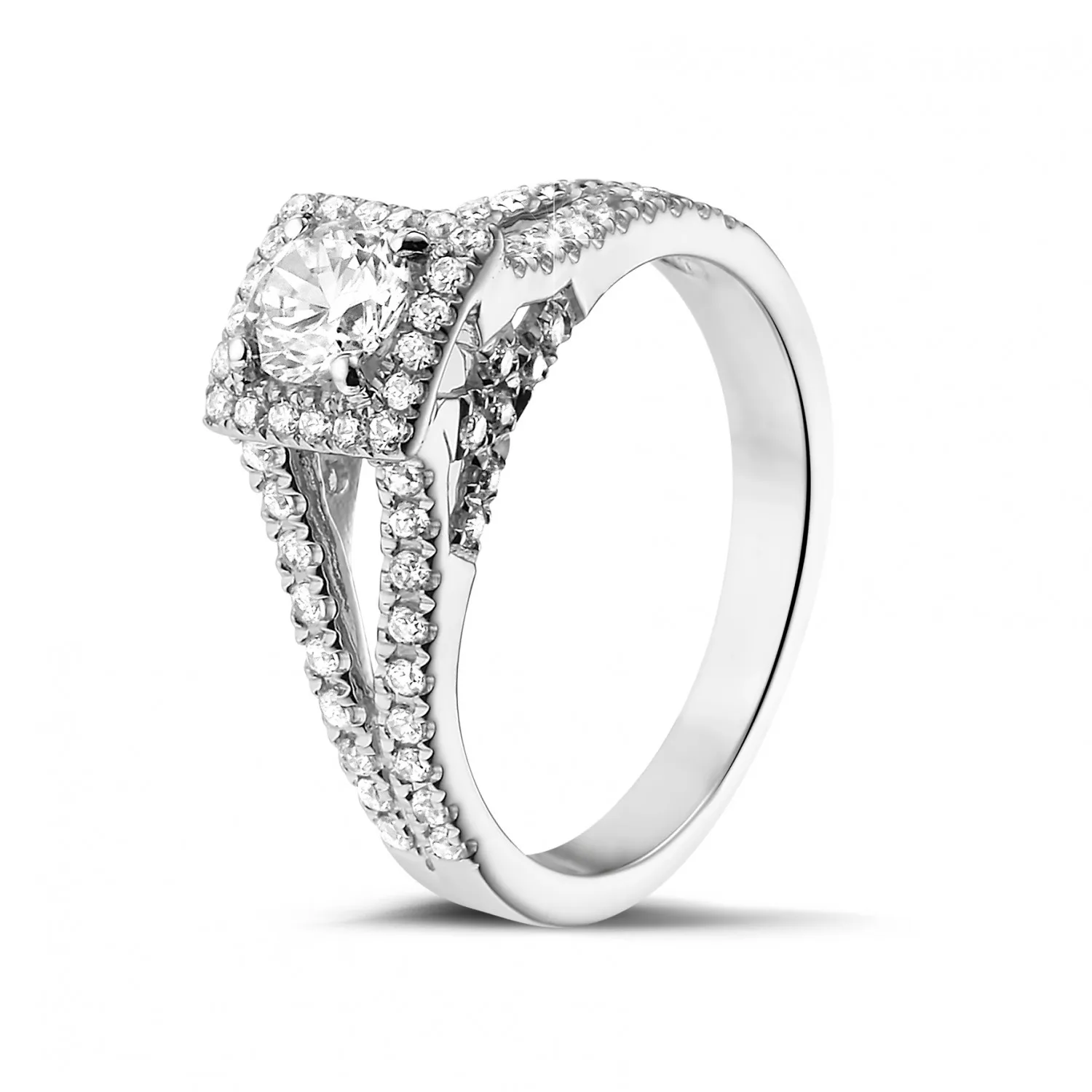 0.50 quilates anillo de platino de diamantes con diamantes en los lados 