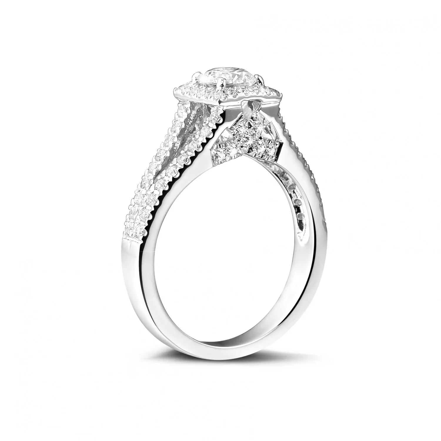 0.50 quilates anillo de platino de diamantes con diamantes en los lados 