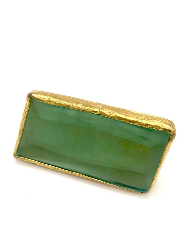 ANILLO MUJER GRANDE VERDE AGUAMARINA CON PIEDRA RECTANGULAR DE ALTA BISUTERÍA