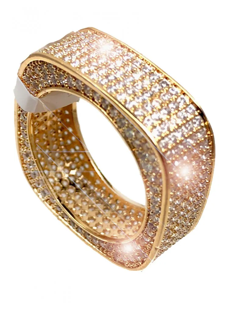 ANILLOS CUADRADOS DE MUJER EN ALTA BISUTERIA CON PAVES ORO