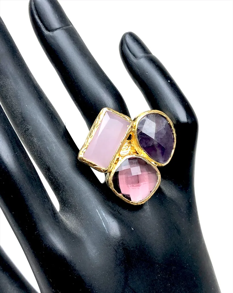 ANILLOS DE MUJER CON BAÑO DE ORO Y PIEDRAS PARA INVITADAS