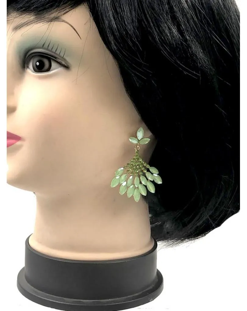 ATRACTIVOS PENDIENTES VERDES LARGOS DE FIESTA Y BODA