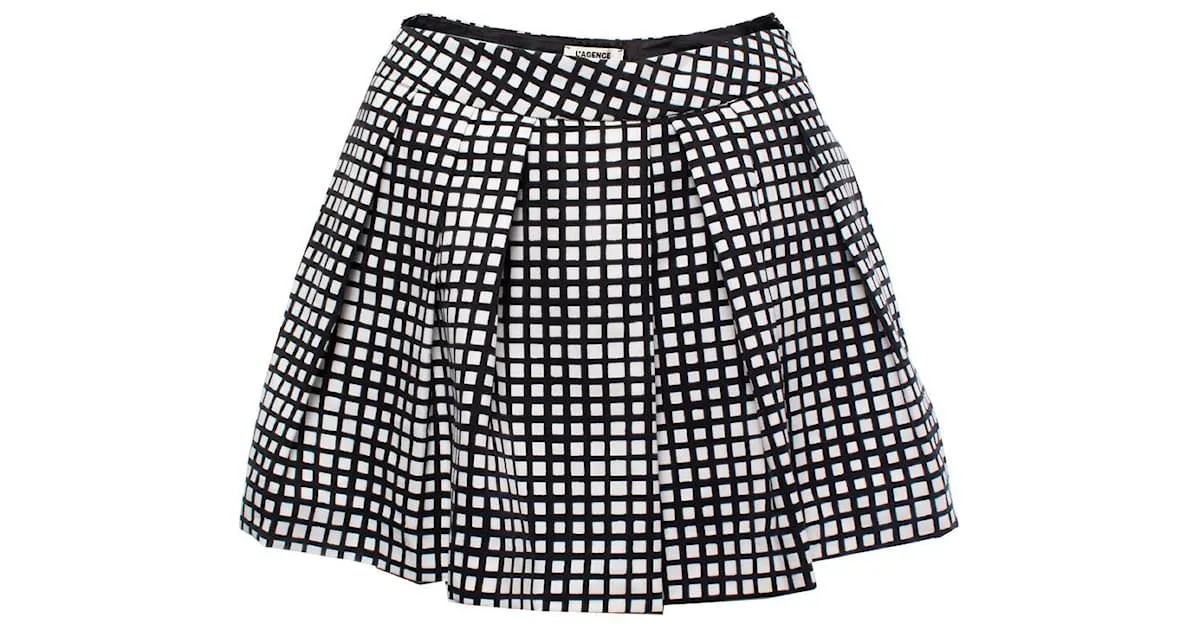 Autre Marque La agencia, falda pantalón a cuadros en blanco y negro 