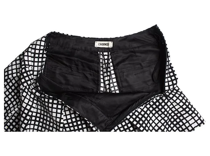 Autre Marque La agencia, falda pantalón a cuadros en blanco y negro 