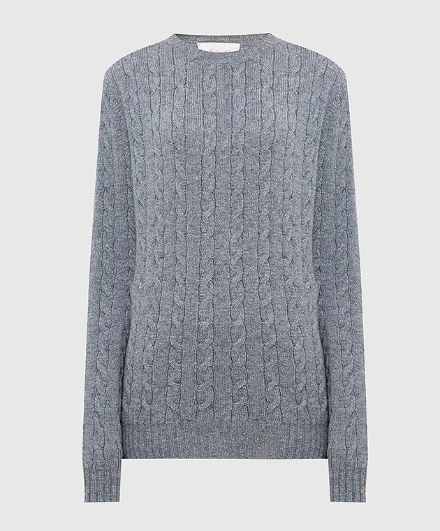 Babe Pay Pls Gray patterned merino wool sweater