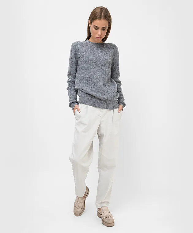 Babe Pay Pls Gray patterned merino wool sweater
