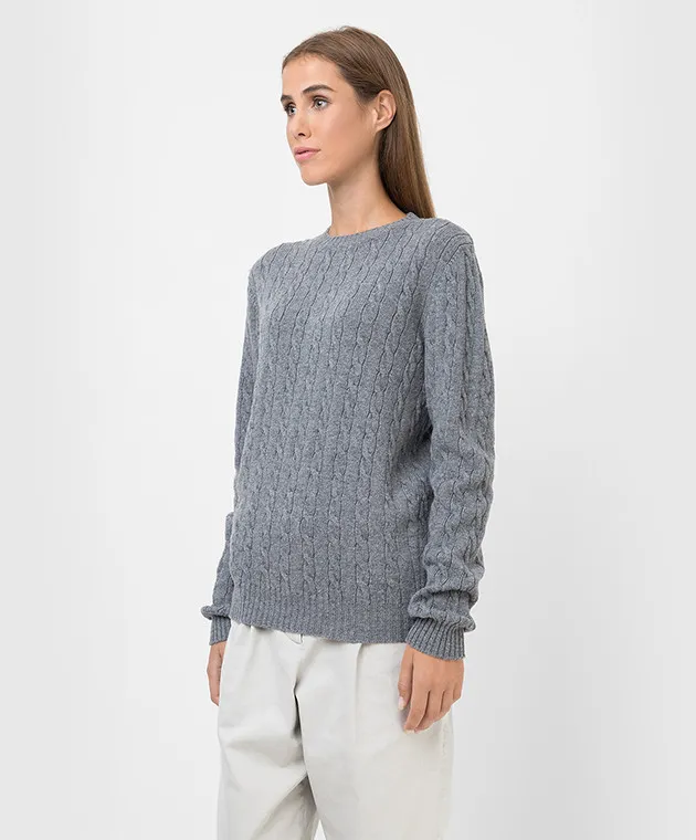 Babe Pay Pls Gray patterned merino wool sweater