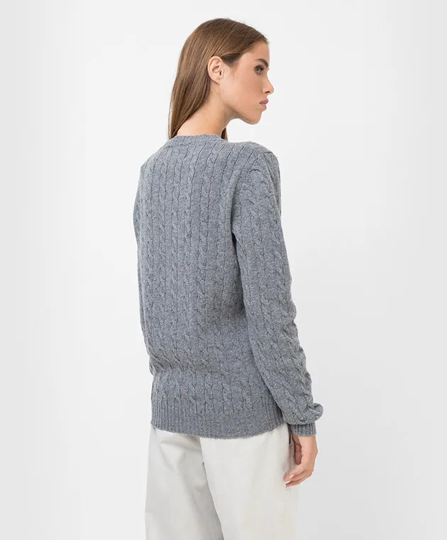 Babe Pay Pls Gray patterned merino wool sweater