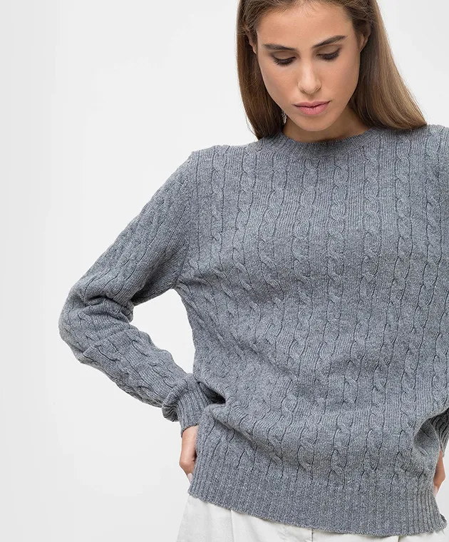 Babe Pay Pls Gray patterned merino wool sweater