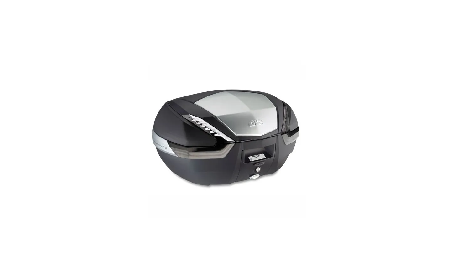 Baúl Givi Monokey 47l. V47 Neg. Base Catadioptrico Transparente Aluminio |V47NT|