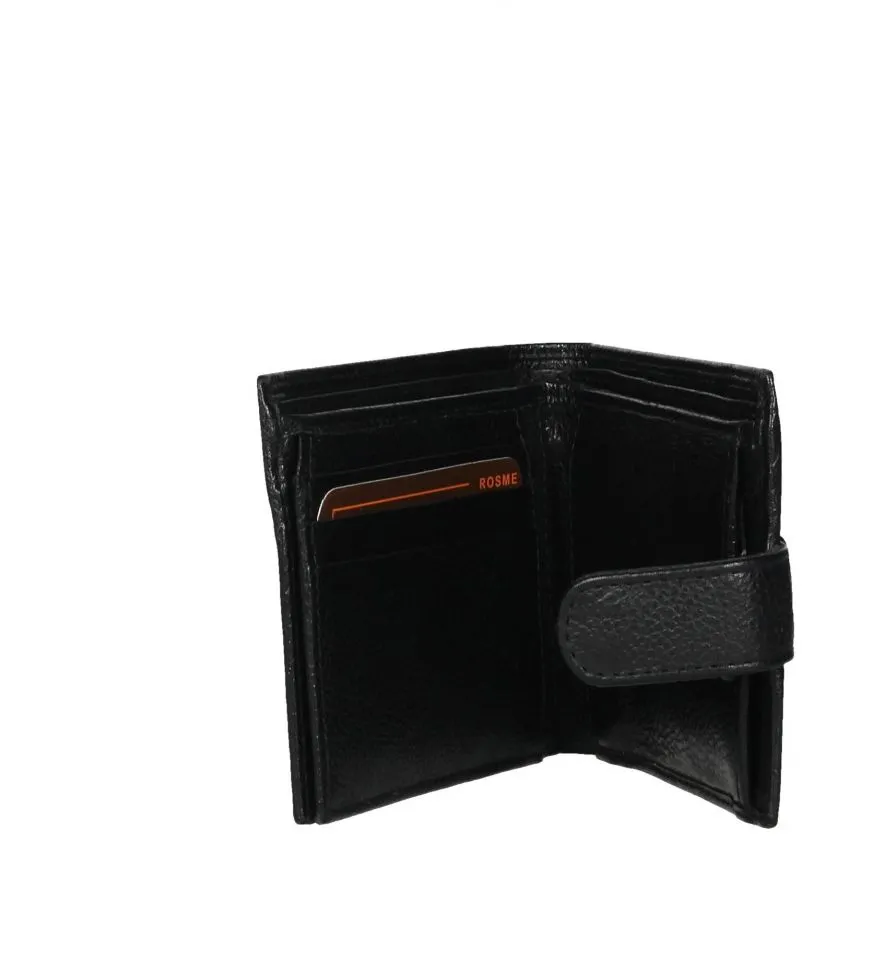 Billetera Caballero Piel Negro Con Broche