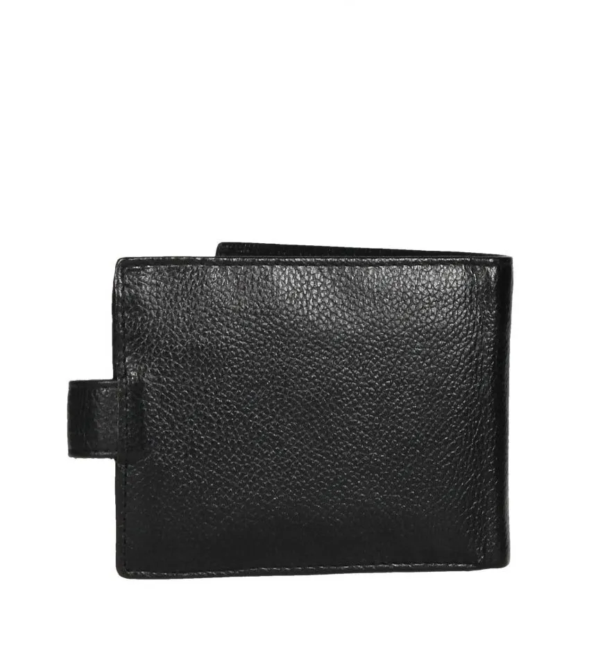 Billetera Caballero Piel Negro Con Broche