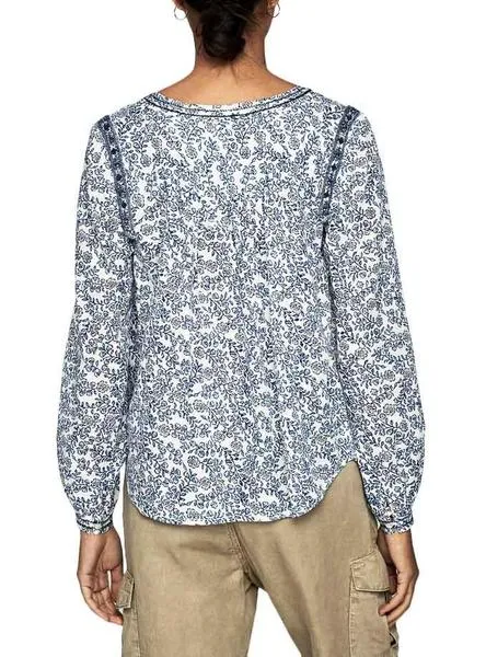 blusa pepe jeans kasia azul para mujer