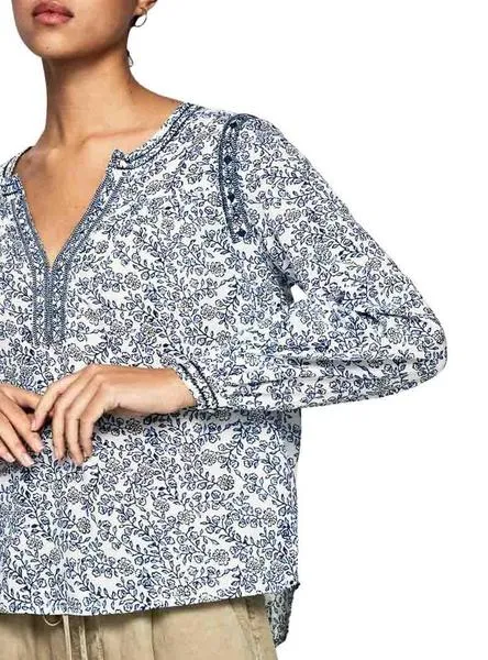 blusa pepe jeans kasia azul para mujer