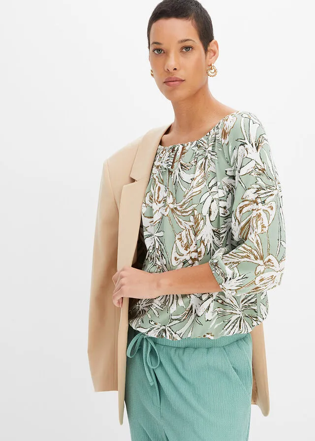 Blusa tipo túnica menta con flores