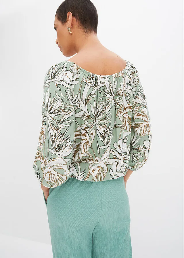 Blusa tipo túnica menta con flores
