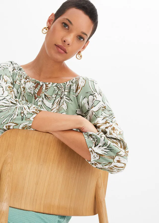 Blusa tipo túnica menta con flores