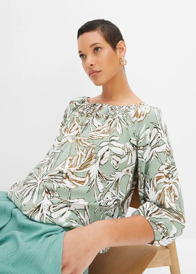 Blusa tipo túnica menta con flores