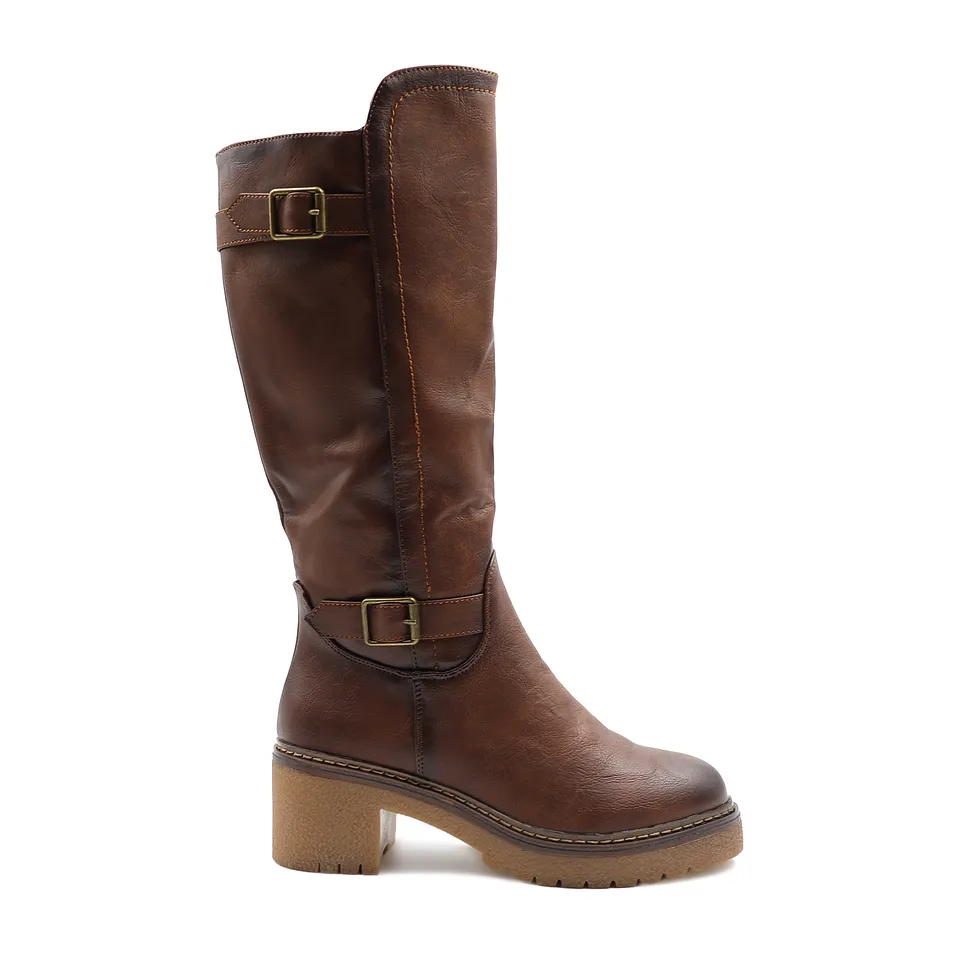 Bota Moda Coñac Elasticada 03