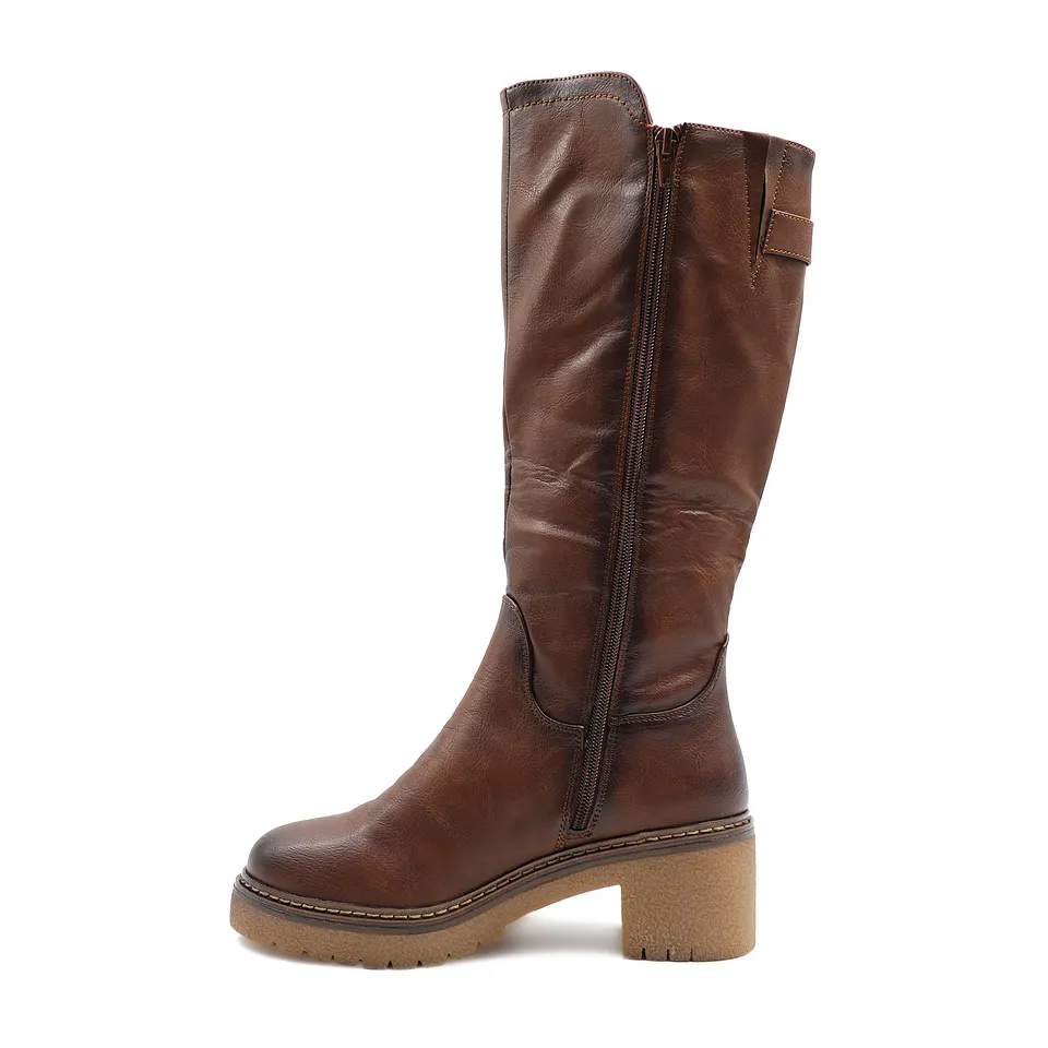 Bota Moda Coñac Elasticada 03