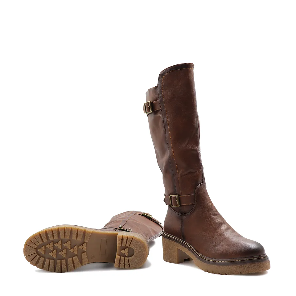 Bota Moda Coñac Elasticada 03