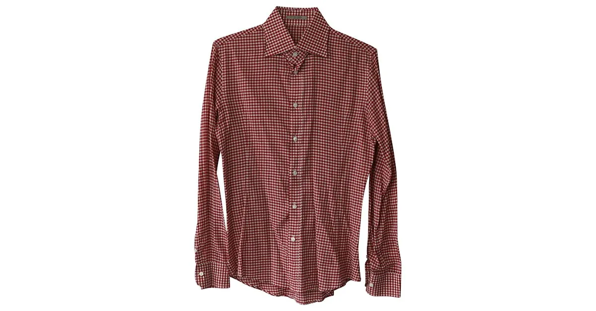 Bottega Veneta Camisa a Cuadros en Algodón Rojo Roja 