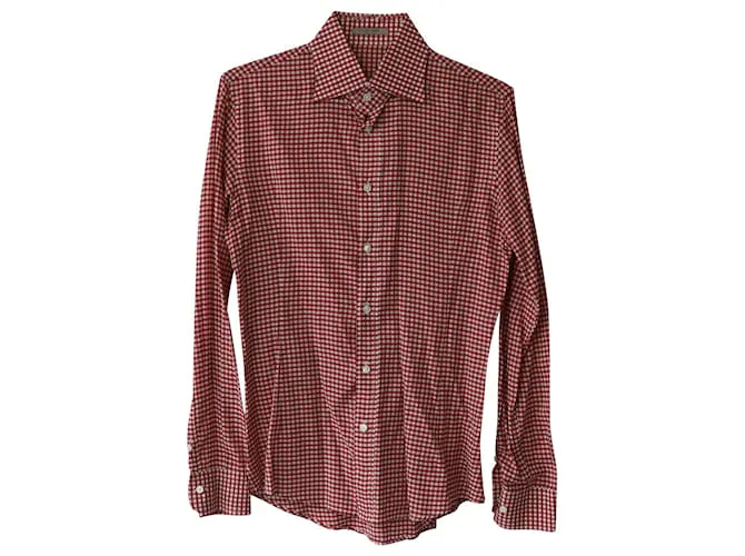 Bottega Veneta Camisa a Cuadros en Algodón Rojo Roja 
