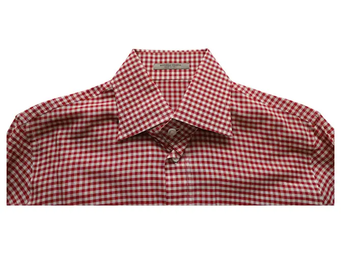 Bottega Veneta Camisa a Cuadros en Algodón Rojo Roja 