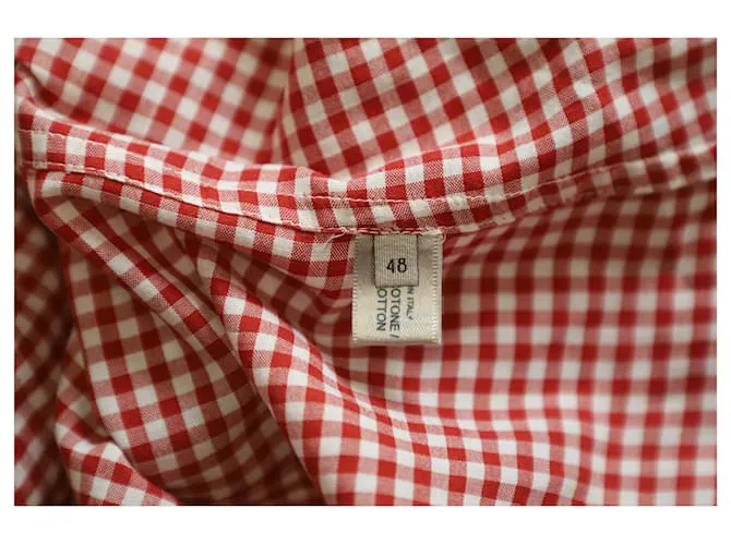 Bottega Veneta Camisa a Cuadros en Algodón Rojo Roja 