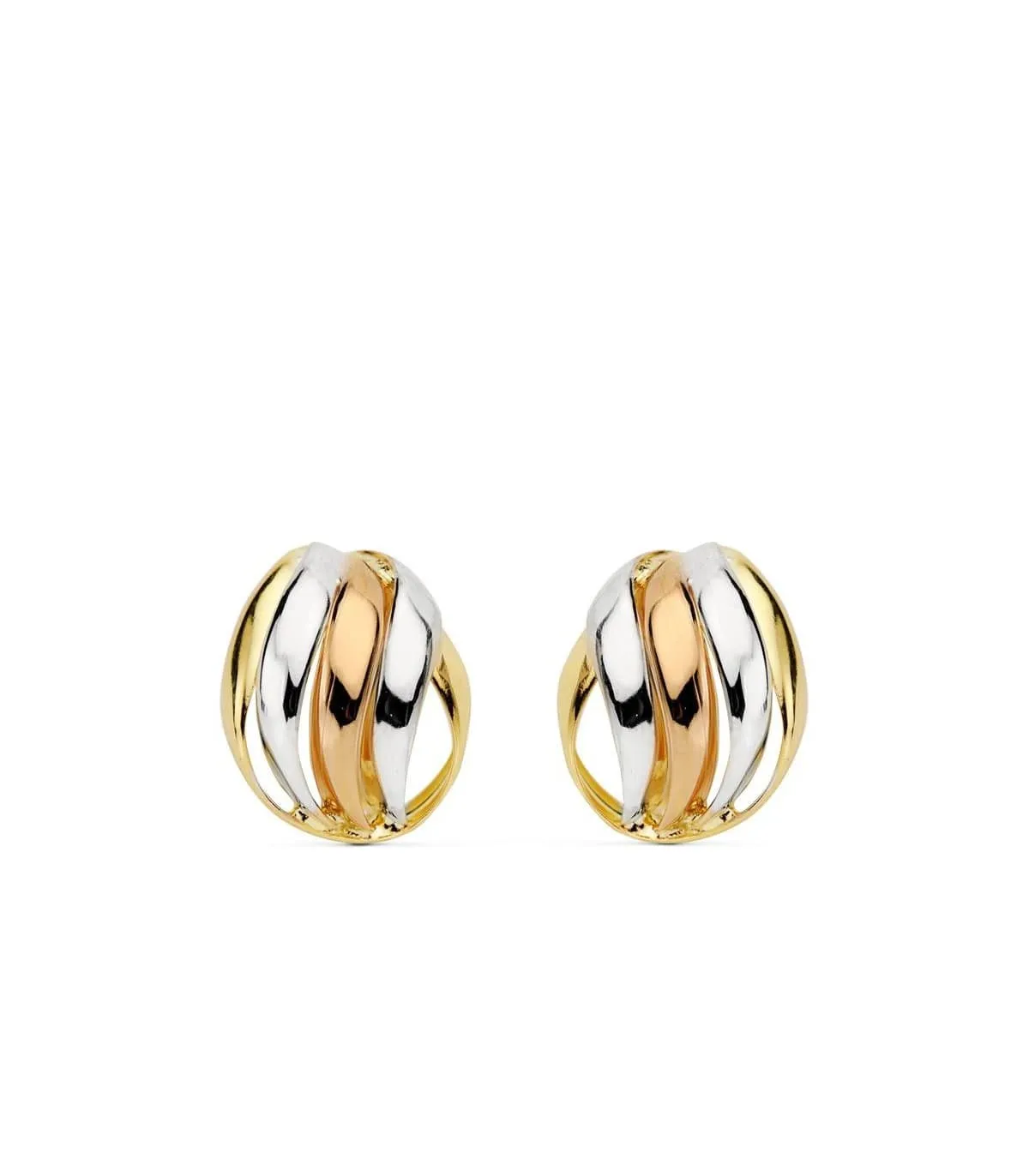 Boucles d'oreilles or tricolore Naunet 18 Carats