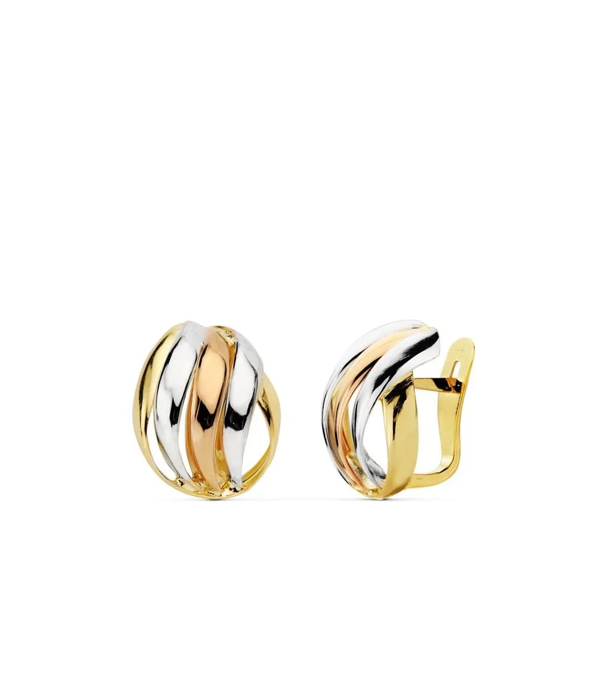Boucles d'oreilles or tricolore Naunet 18 Carats