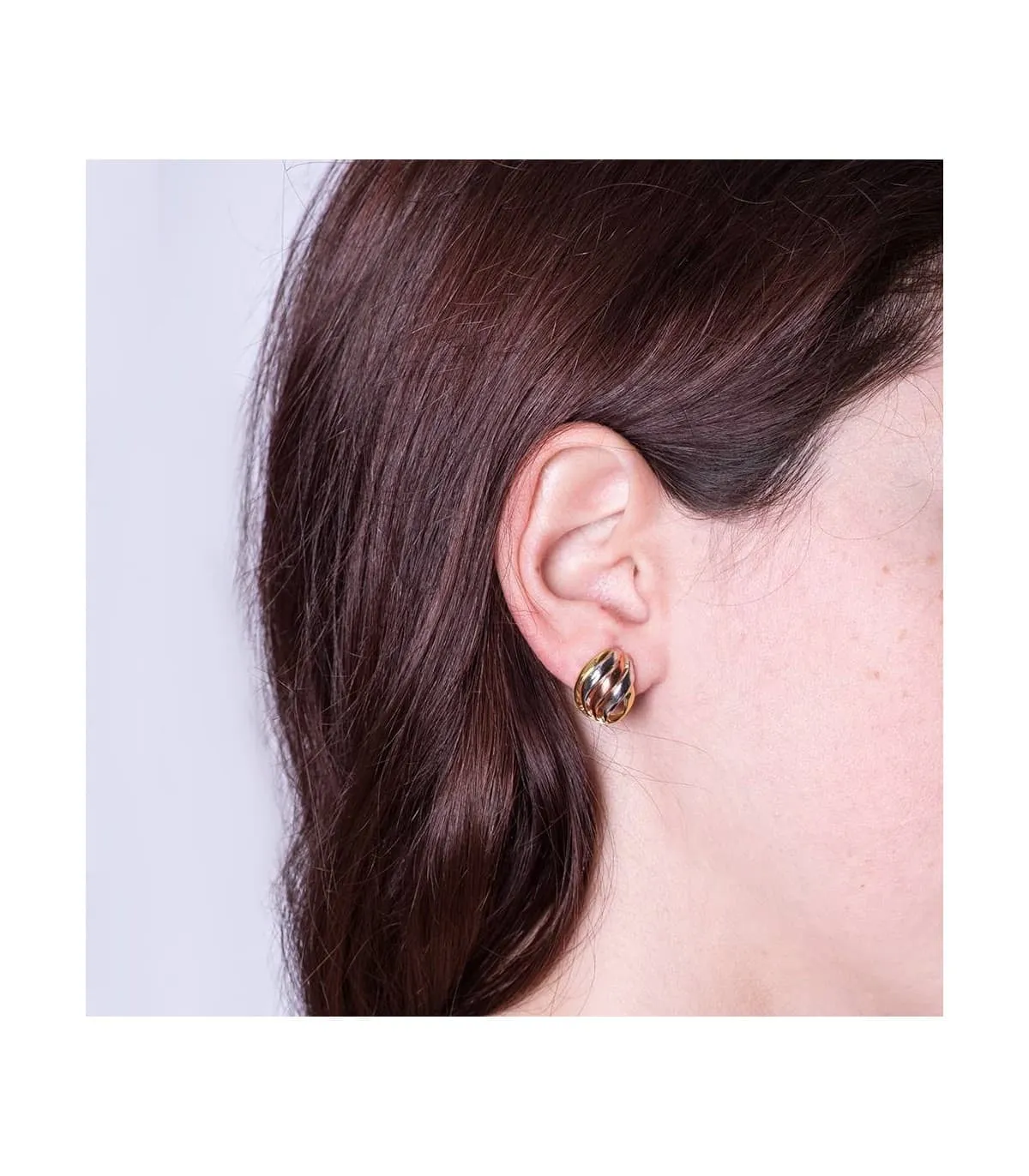 Boucles d'oreilles or tricolore Naunet 18 Carats