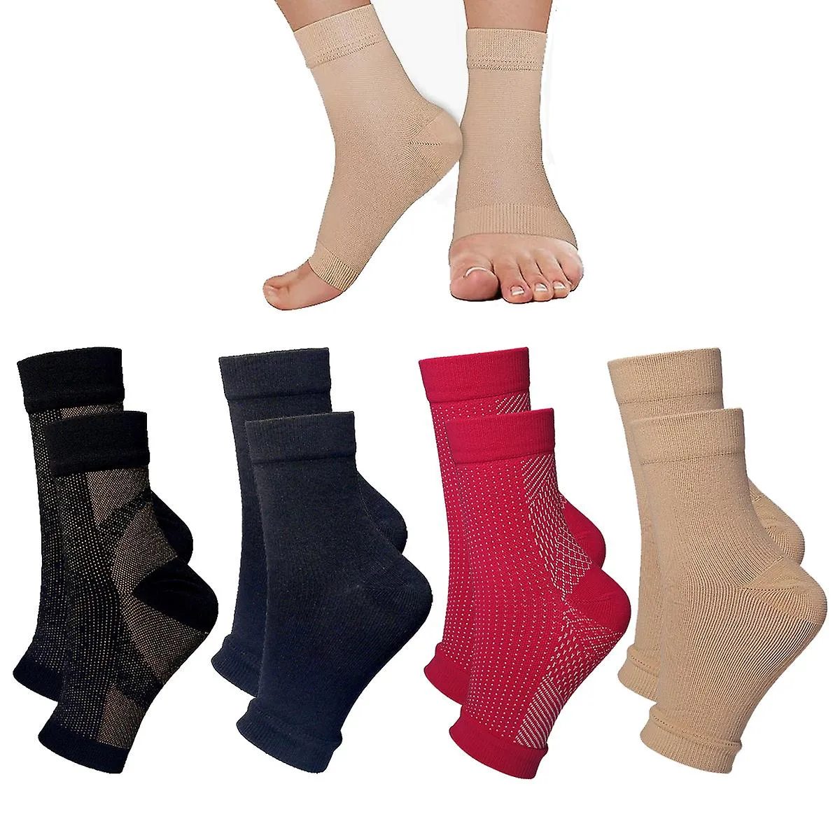 Calcetines de neuropatía Kxj para mujeres y hombres, 4 pares Calcetines de compresión de alivio calmante, calcetines de compresi