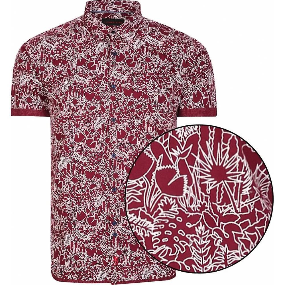 Camisa de manga corta casual de algodón con estampado de flores de gran tamaño para hombre Lizard King Camisa casual de manga co