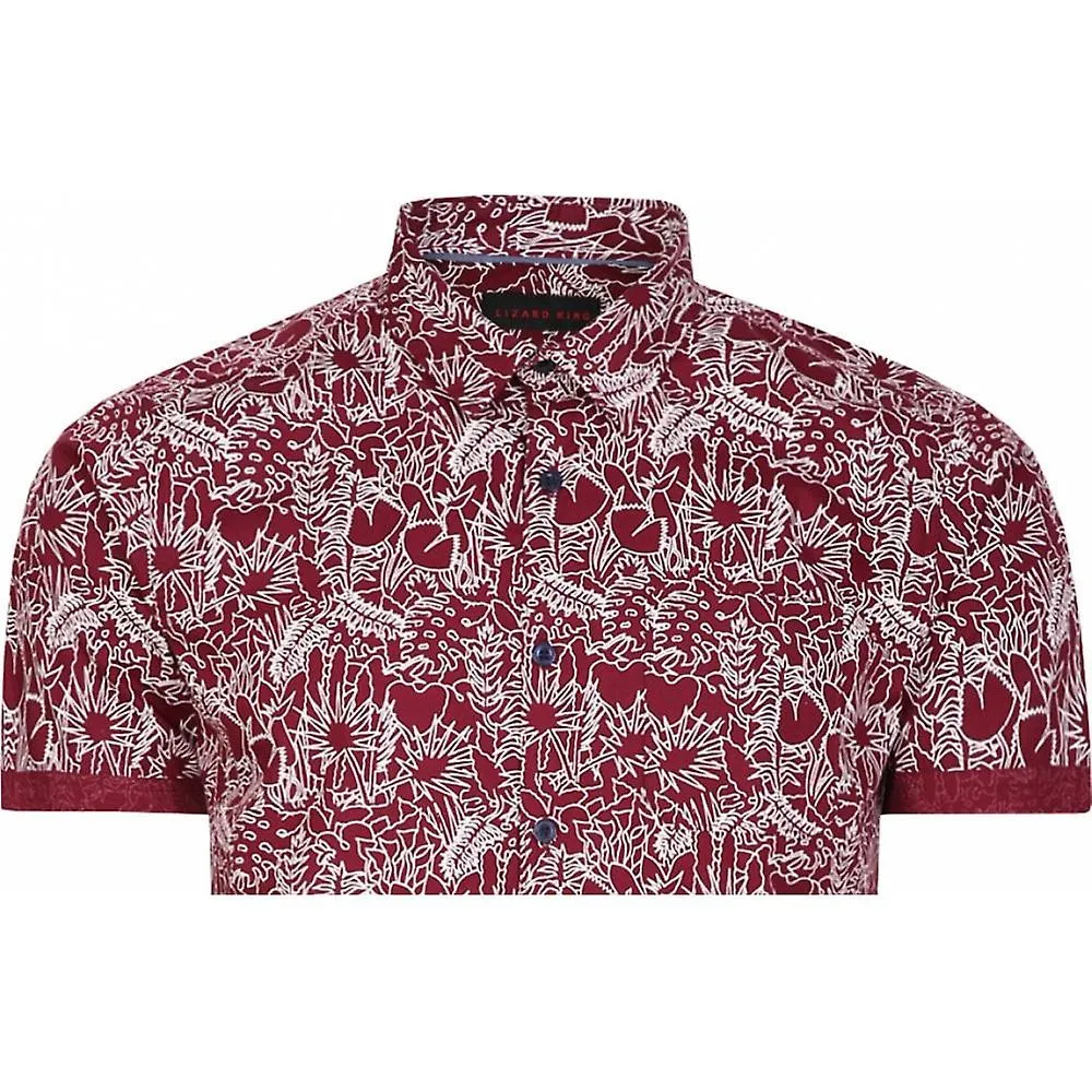Camisa de manga corta casual de algodón con estampado de flores de gran tamaño para hombre Lizard King Camisa casual de manga co