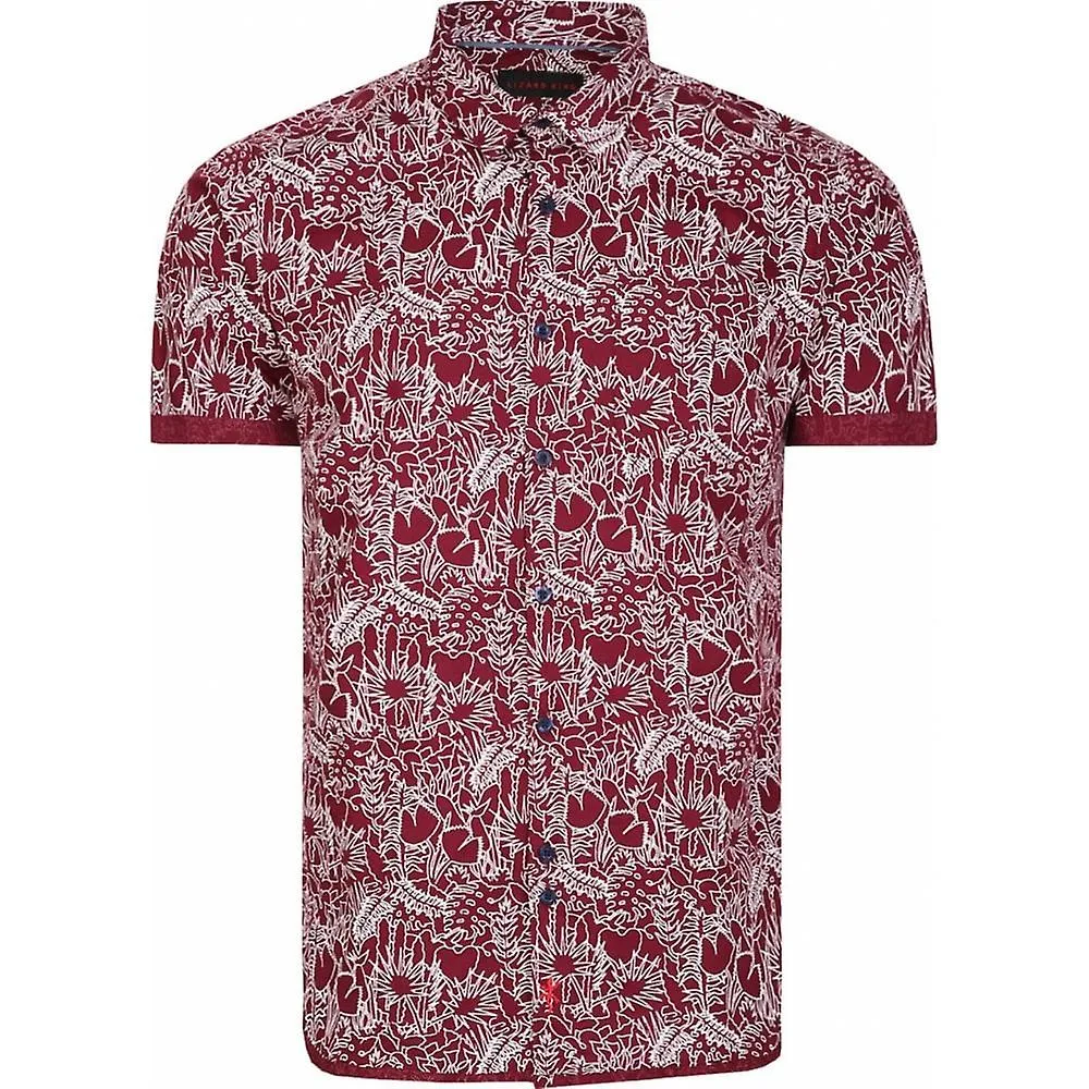 Camisa de manga corta casual de algodón con estampado de flores de gran tamaño para hombre Lizard King Camisa casual de manga co
