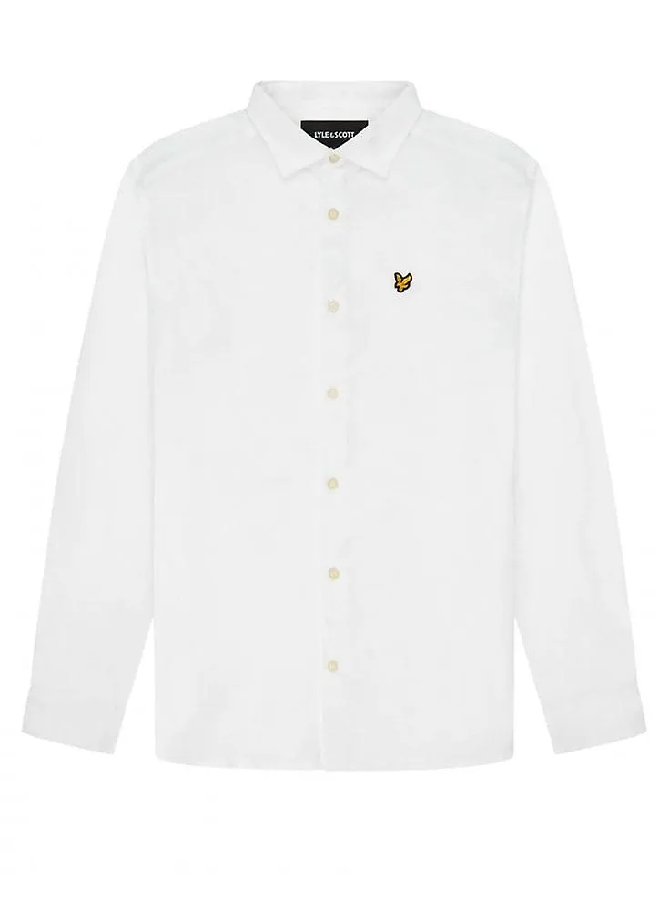 Camisa de popelina de manga larga ajustada de Lyle & Scott para hombre blanca