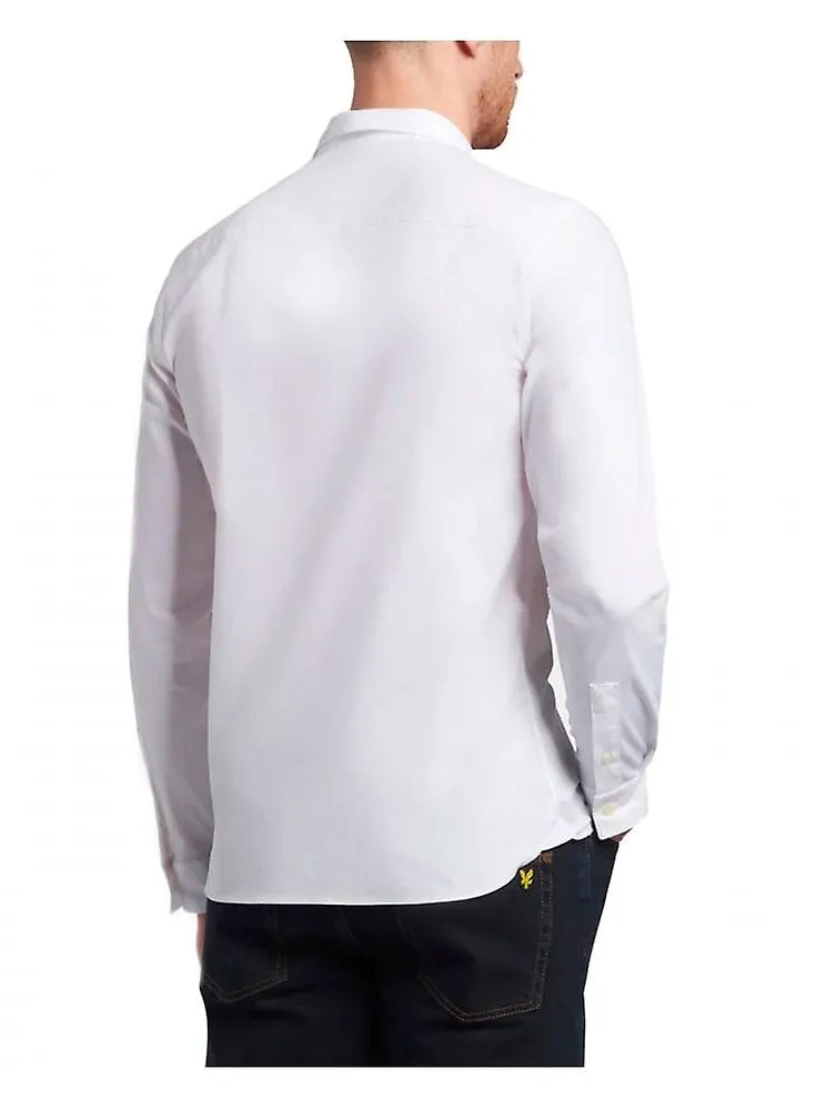 Camisa de popelina de manga larga ajustada de Lyle & Scott para hombre blanca
