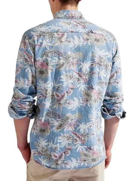camisa hackett hawaii azul para hombre