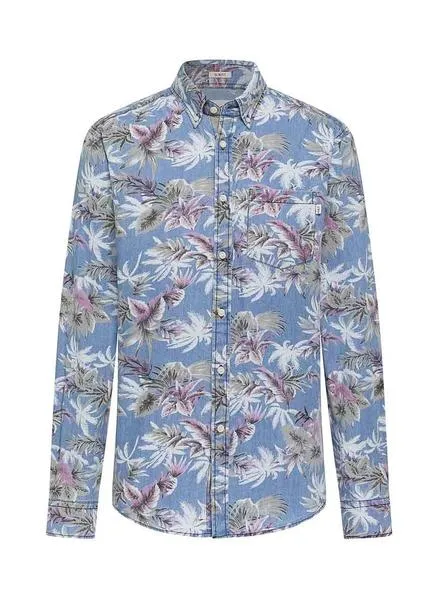 camisa hackett hawaii azul para hombre