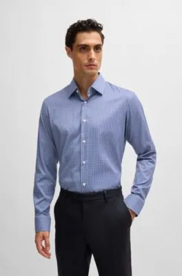 Camisa regular fit a cuadros en sarga repelente a las manchas
