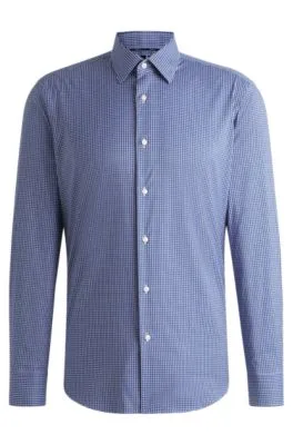 Camisa regular fit a cuadros en sarga repelente a las manchas