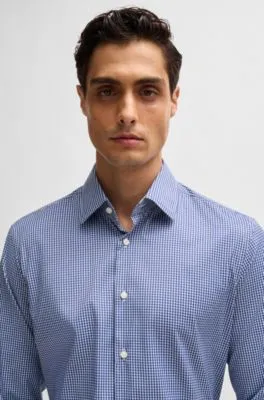 Camisa regular fit a cuadros en sarga repelente a las manchas