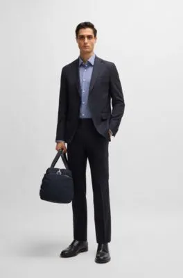 Camisa regular fit a cuadros en sarga repelente a las manchas
