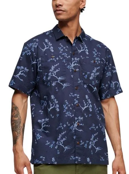 Camisa Superdry Beach Marino Para Hombre