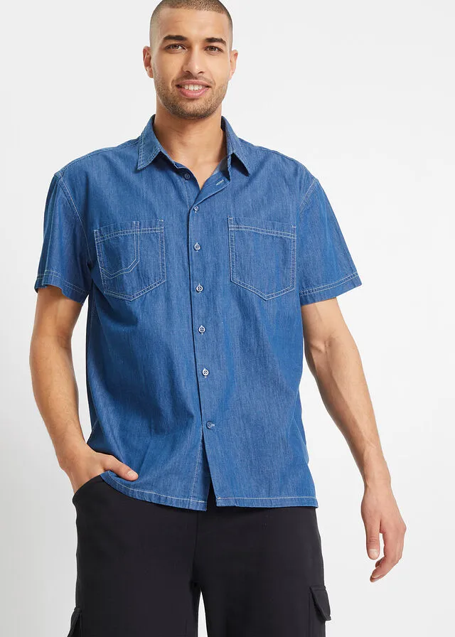 Camisa vaquera de manga corta con corte holgado Denim