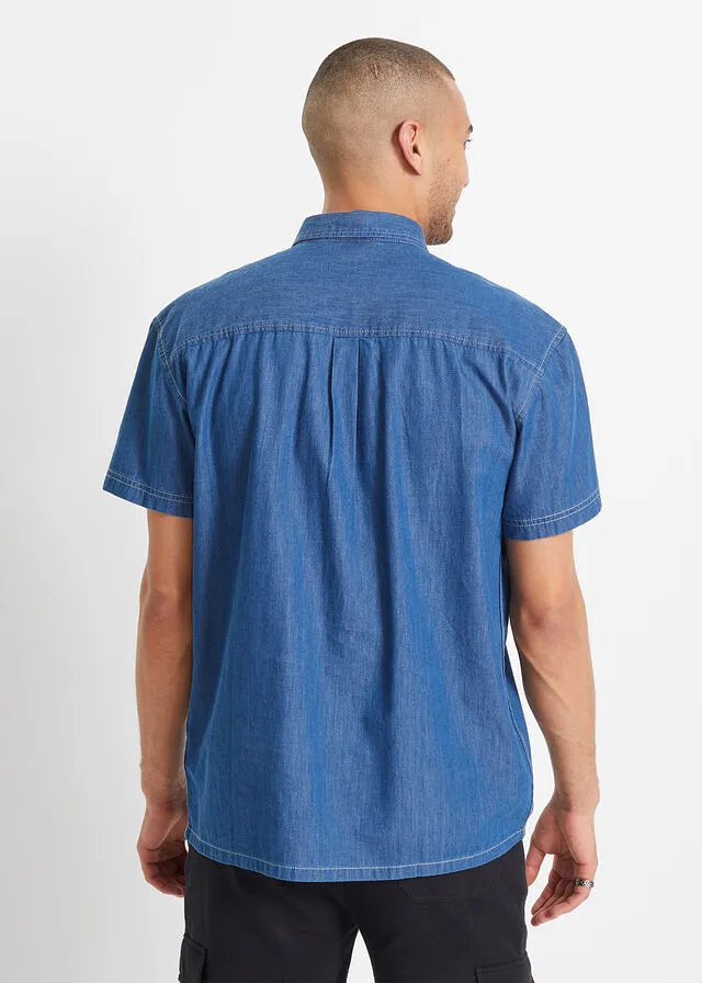 Camisa vaquera de manga corta con corte holgado Denim