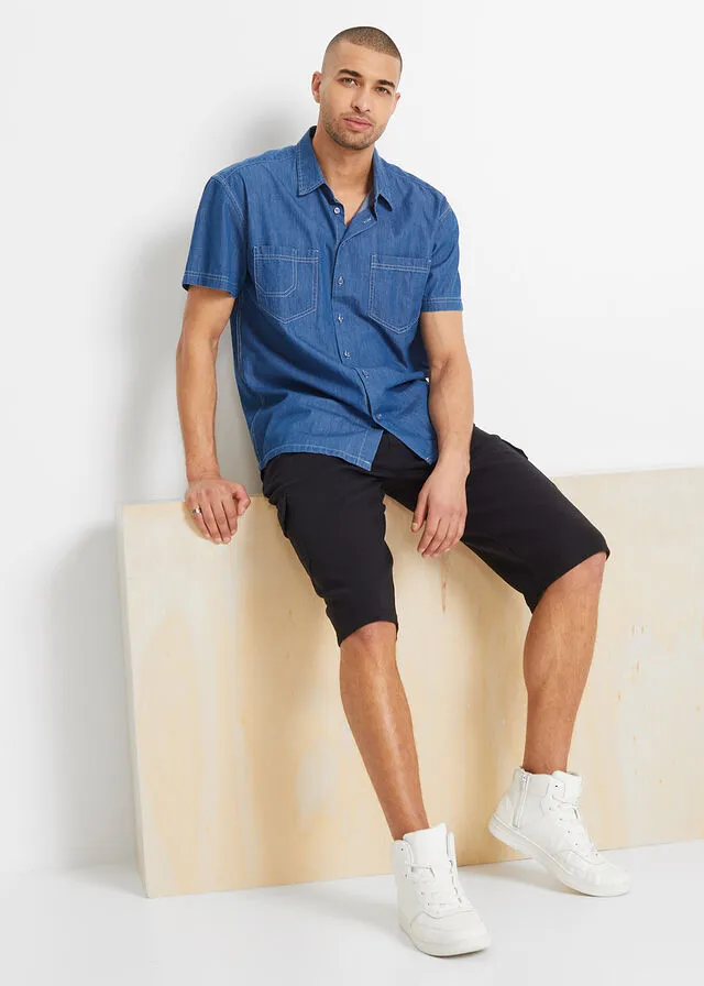 Camisa vaquera de manga corta con corte holgado Denim