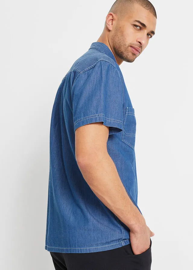 Camisa vaquera de manga corta con corte holgado Denim