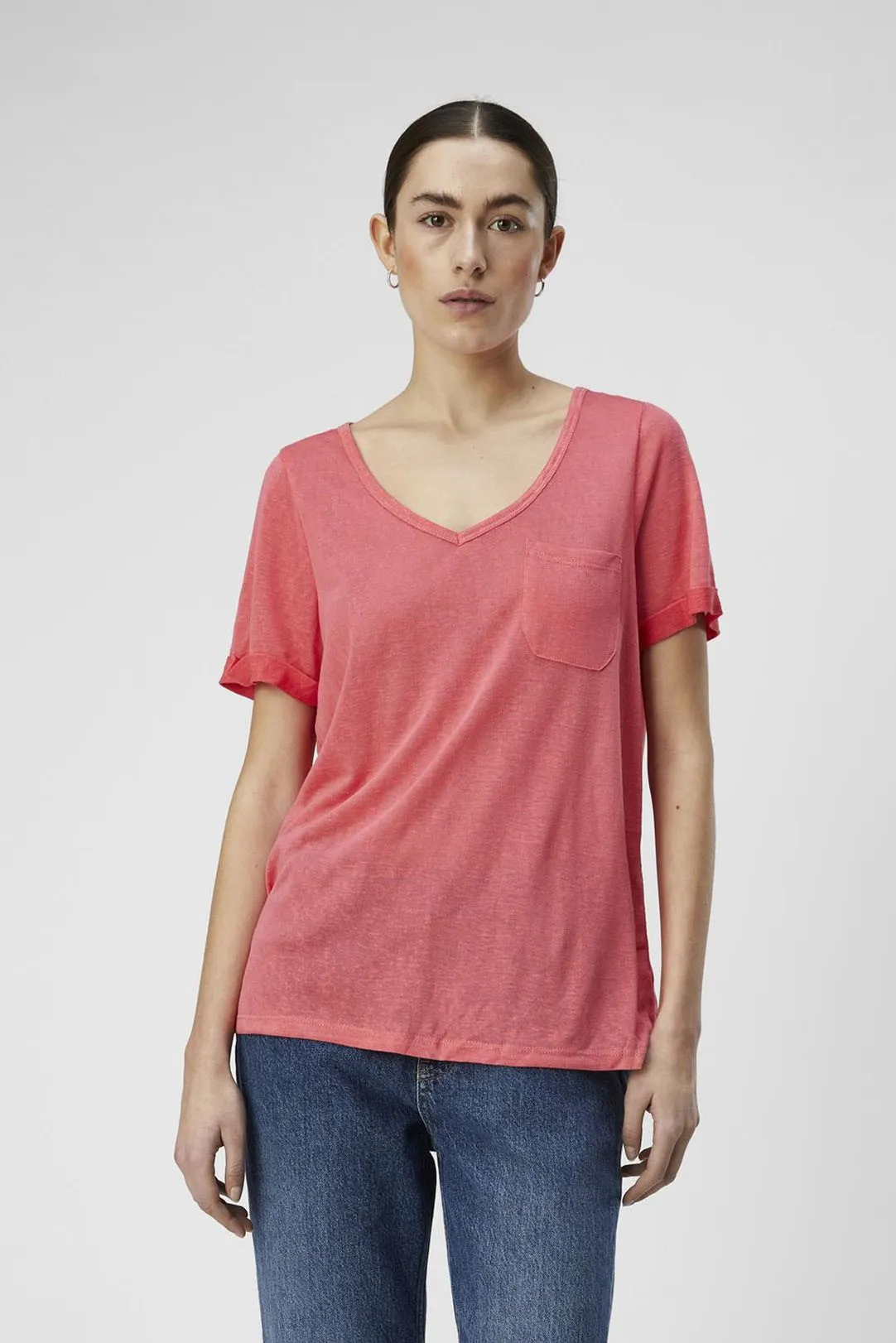 CAMISETA CON BOLSILLO OBJTESSI ROSA FRESA
